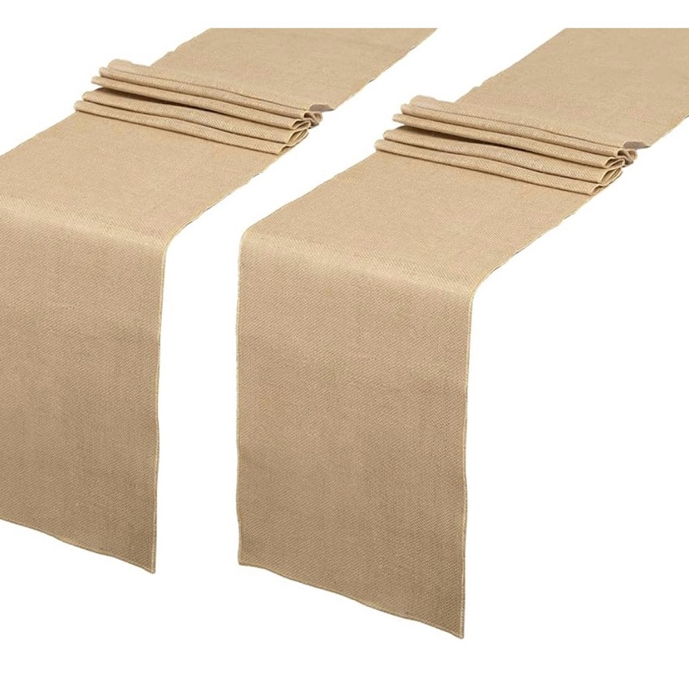 2 Pack Natural Burlap Table Runners|12 x 108 Inch‎ Rustic Jute..